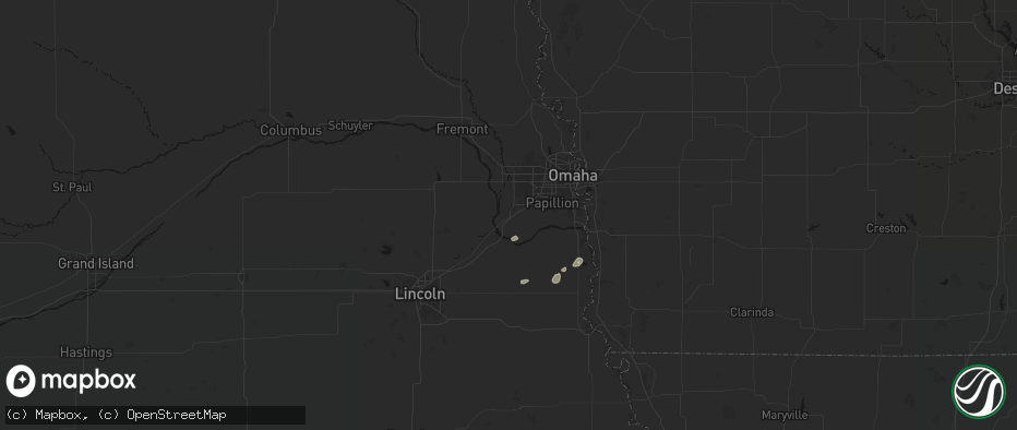 Hail map in Gretna, NE on May 15, 2026