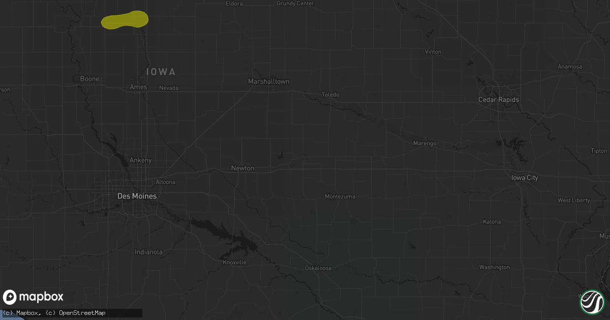 Hail map in Grinnell, IA on May 15, 2026