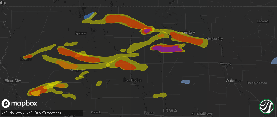 Hail map in Hardy, IA on May 15, 2026