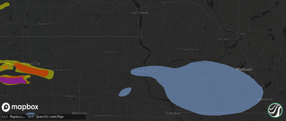 Hail map in Harpers Ferry, IA on May 15, 2026