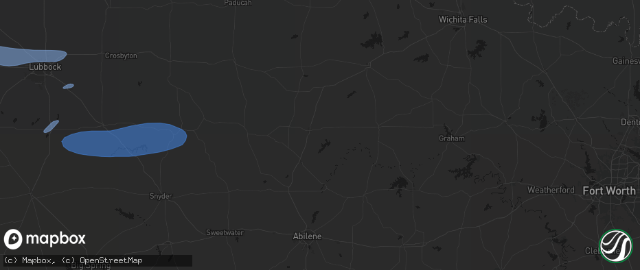 Hail map in Haskell, TX on May 15, 2026