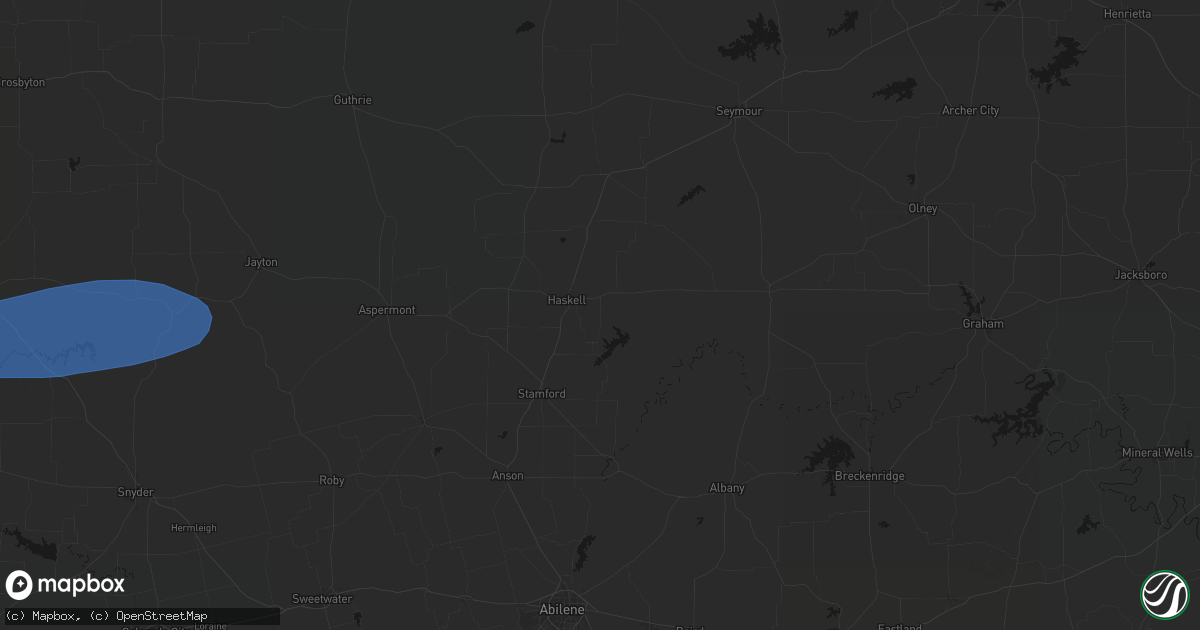Hail map in Haskell, TX on May 15, 2026
