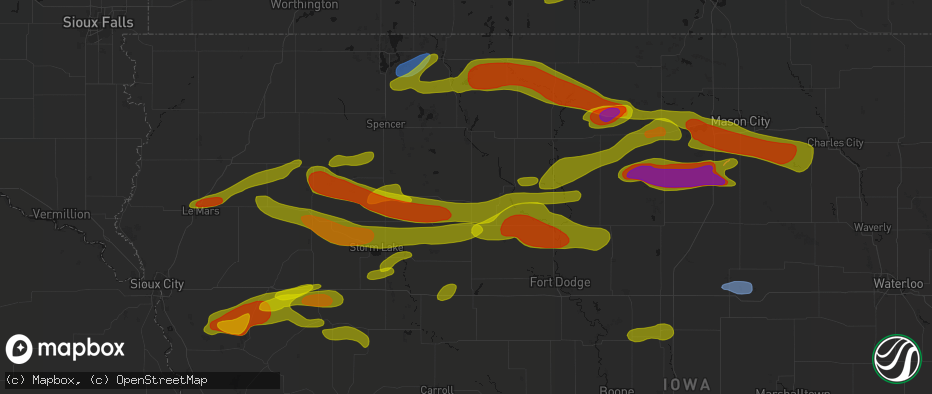 Hail map in Havelock, IA on May 15, 2026