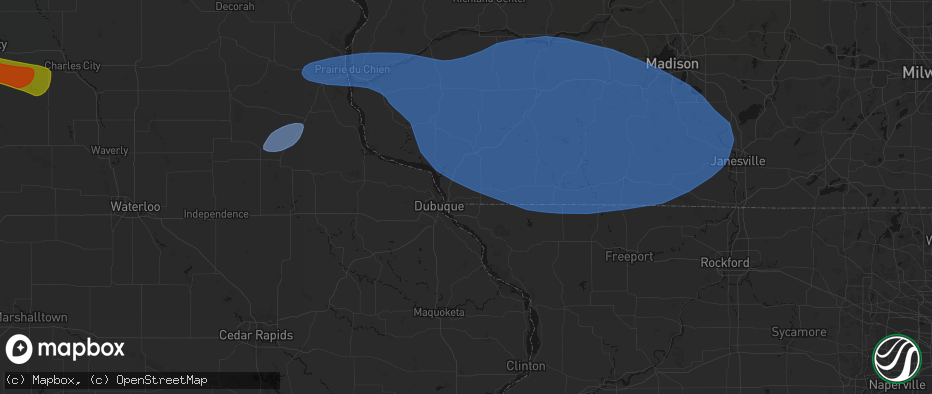 Hail map in Hazel Green, WI on May 15, 2026
