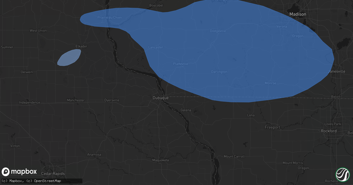 Hail map in Hazel Green, WI on May 15, 2026