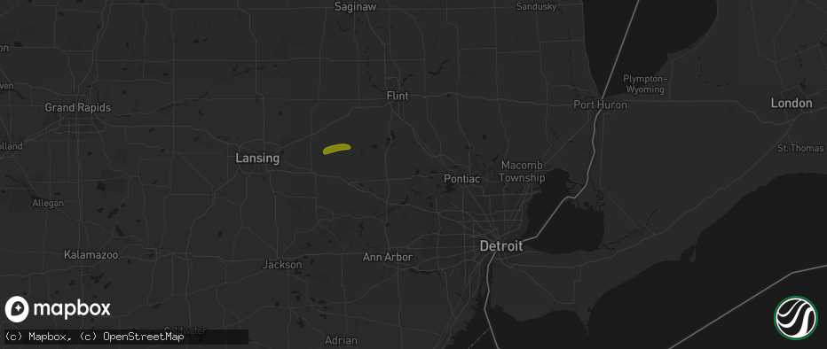 Hail map in Highland, MI on May 15, 2026