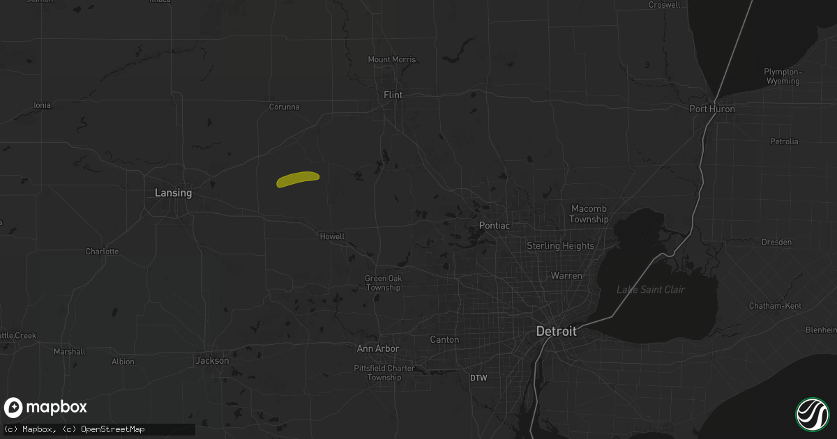 Hail map in Highland, MI on May 15, 2026