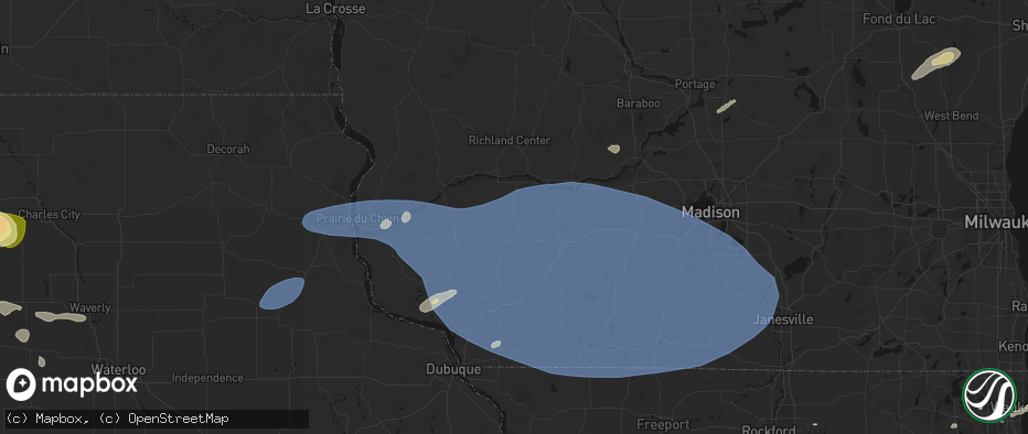 Hail map in Highland, WI on May 15, 2026