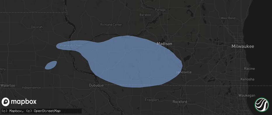 Hail map in Hollandale, WI on May 15, 2026