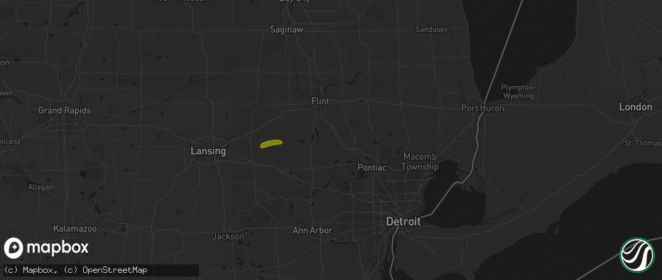 Hail map in Holly, MI on May 15, 2026