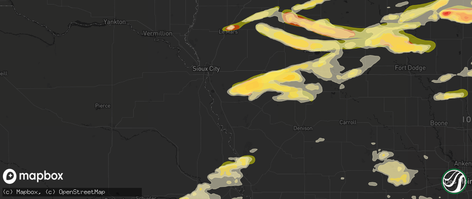 Hail map in Hornick, IA on May 15, 2026