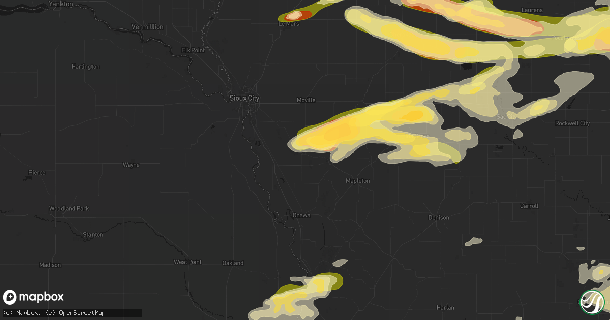 Hail map in Hornick, IA on May 15, 2026