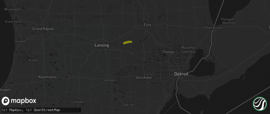 Hail map in Howell, MI on May 15, 2026