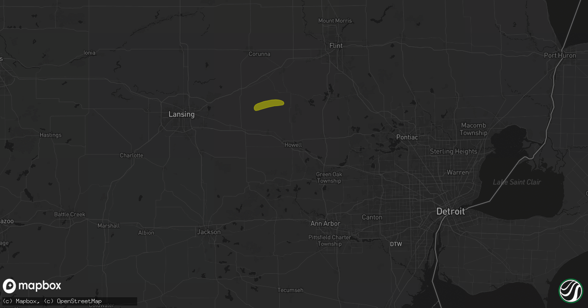 Hail map in Howell, MI on May 15, 2026
