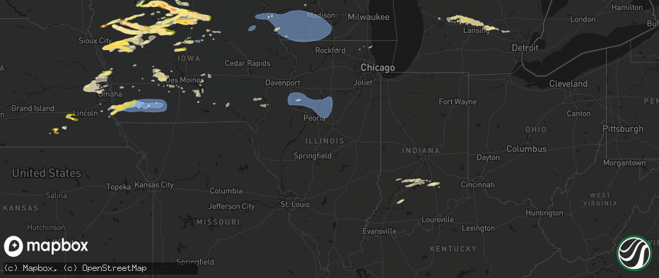 Hail map in Illinois on May 15, 2026