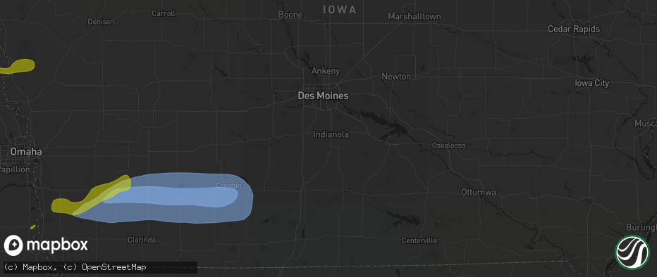 Hail map in Indianola, IA on May 15, 2026