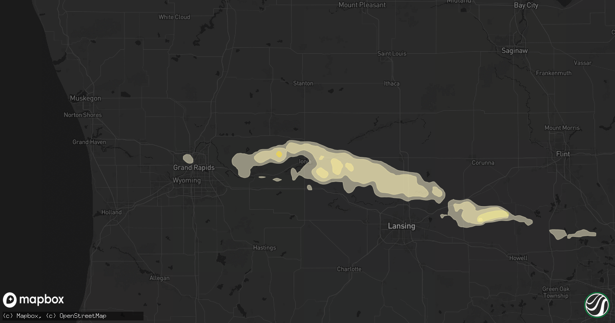 Hail map in Ionia, MI on May 15, 2026