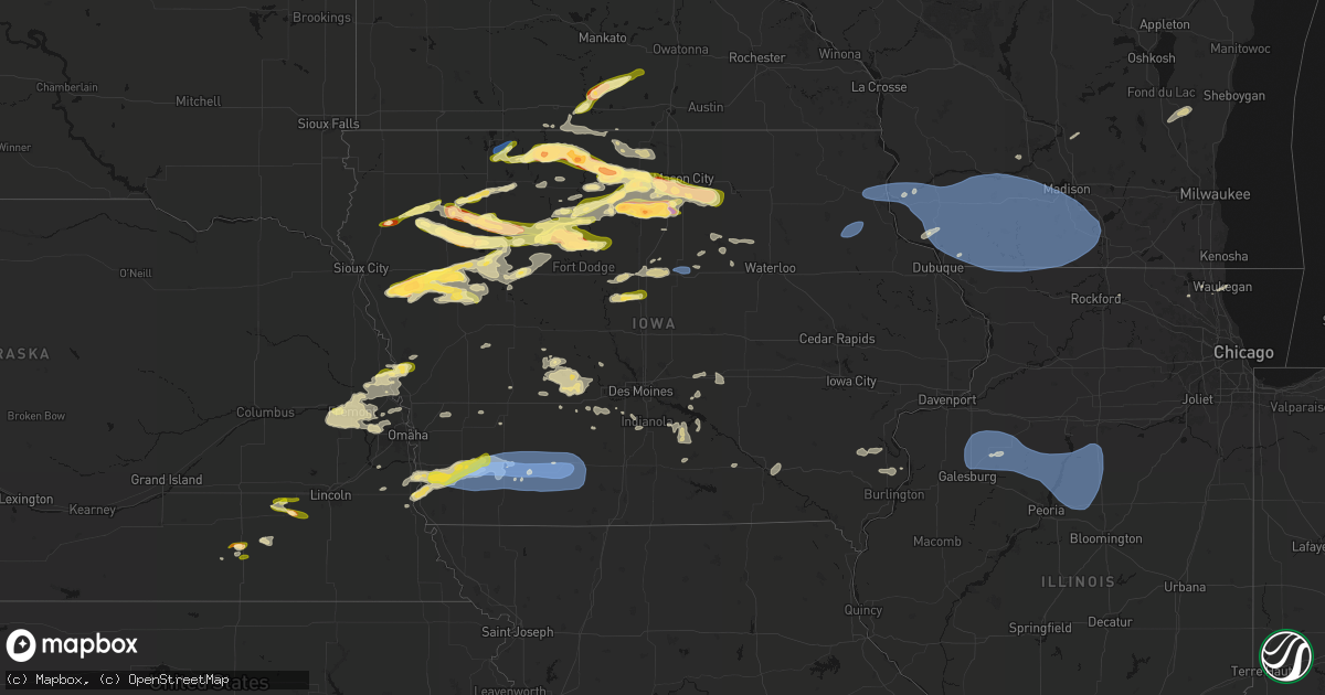 Hail map in Iowa on May 15, 2026