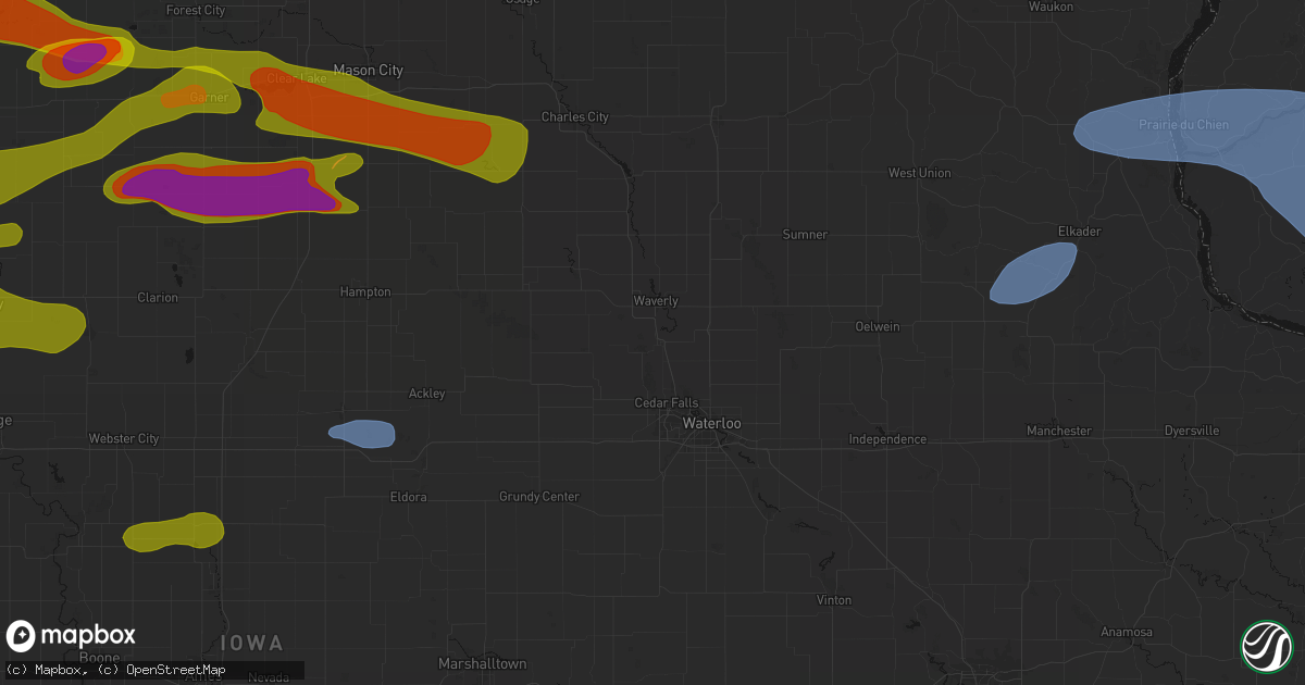 Hail map in Janesville, IA on May 15, 2026