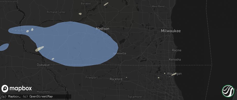 Hail map in Janesville, WI on May 15, 2026