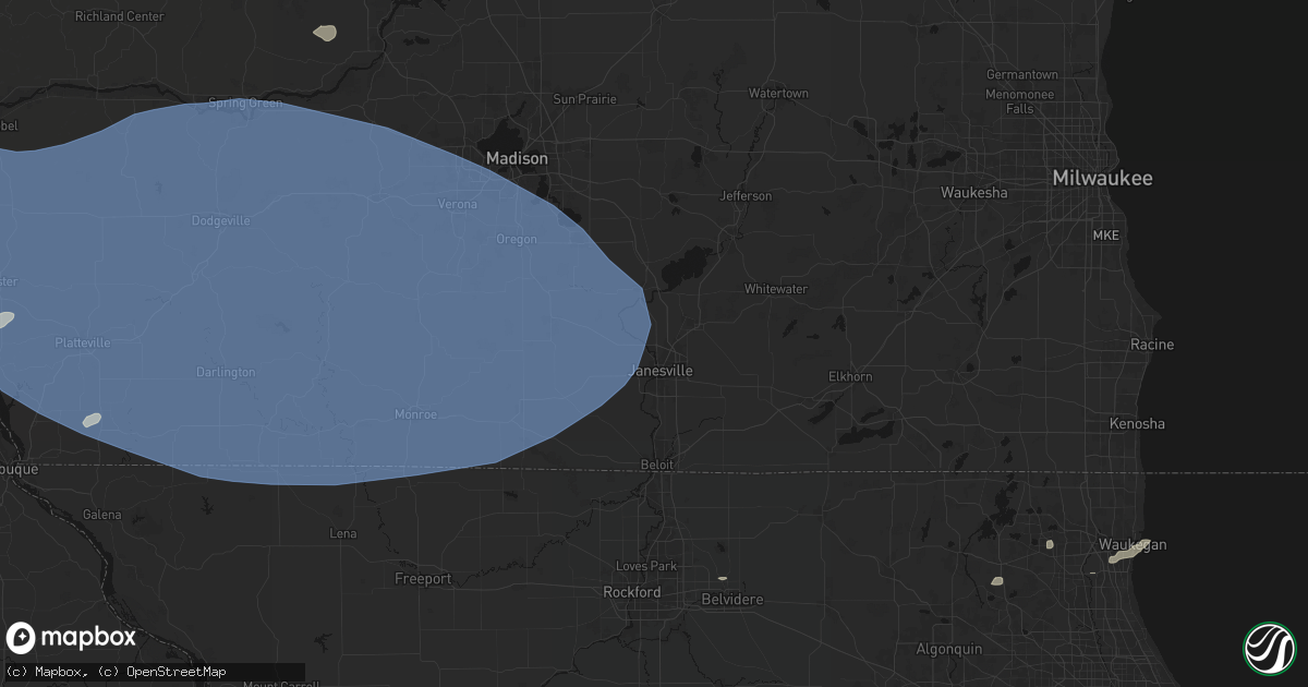 Hail map in Janesville, WI on May 15, 2026