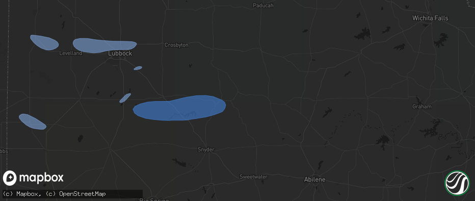 Hail map in Jayton, TX on May 15, 2026