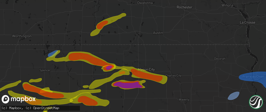 Hail map in Joice, IA on May 15, 2026