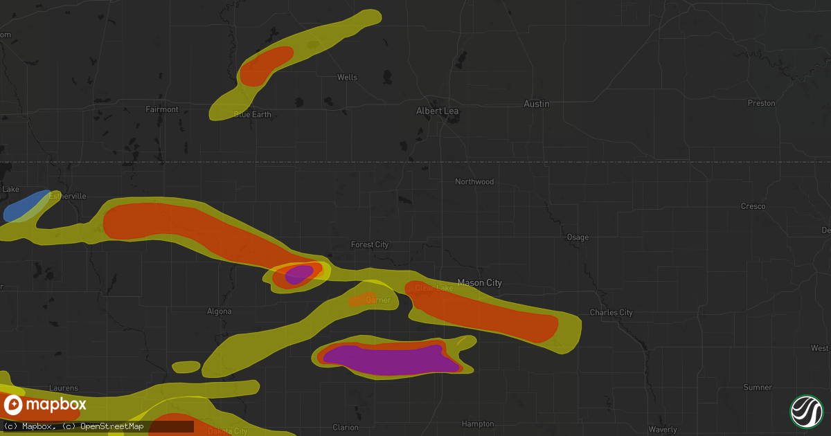 Hail map in Joice, IA on May 15, 2026