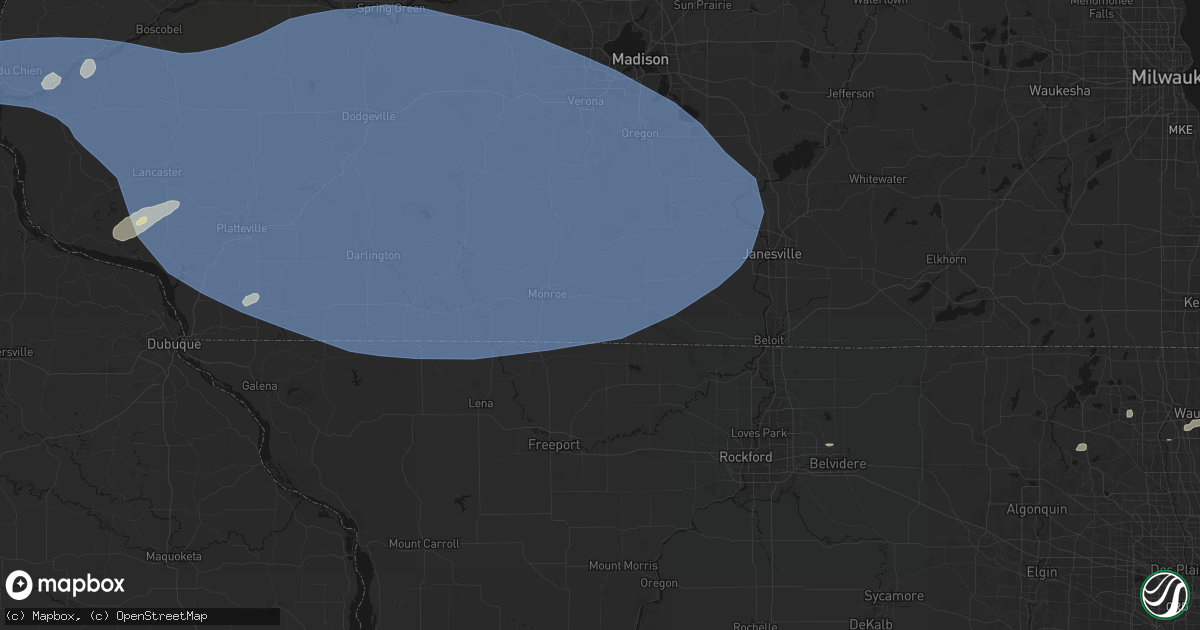 Hail map in Juda, WI on May 15, 2026