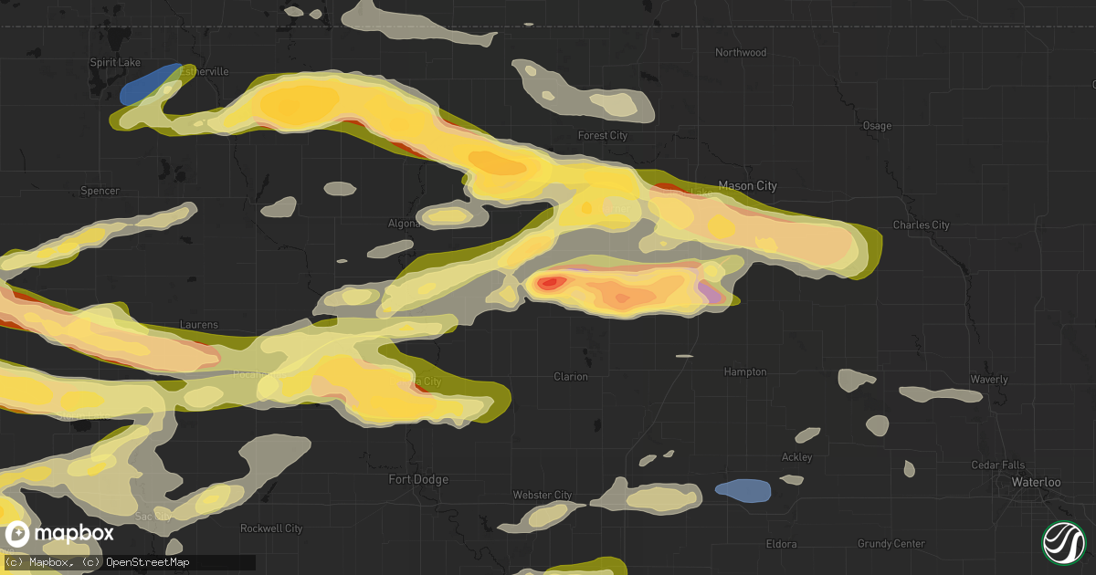Hail map in Kanawha, IA on May 15, 2026