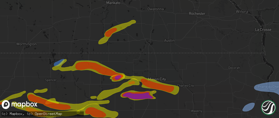 Hail map in Lake Mills, IA on May 15, 2026