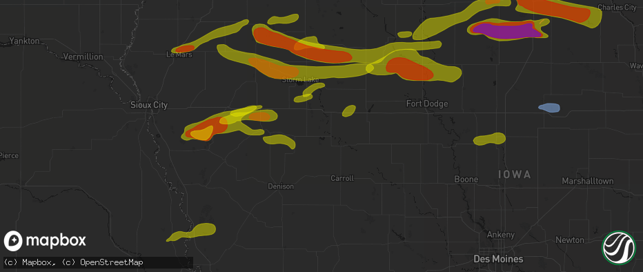 Hail map in Lake View, IA on May 15, 2026