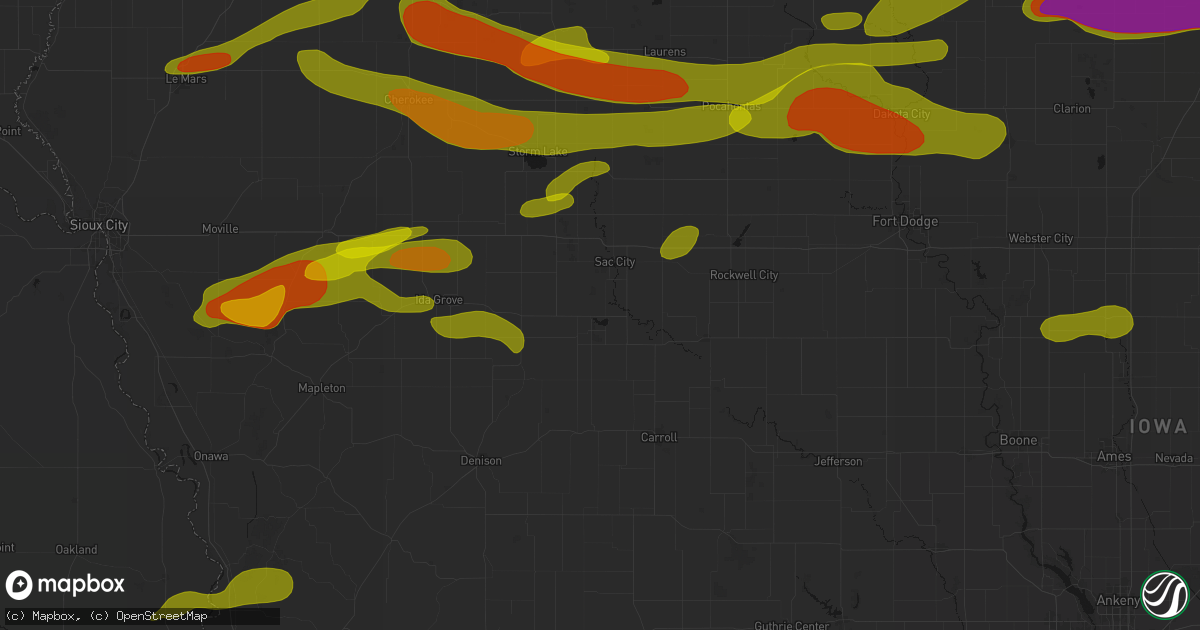 Hail map in Lake View, IA on May 15, 2026