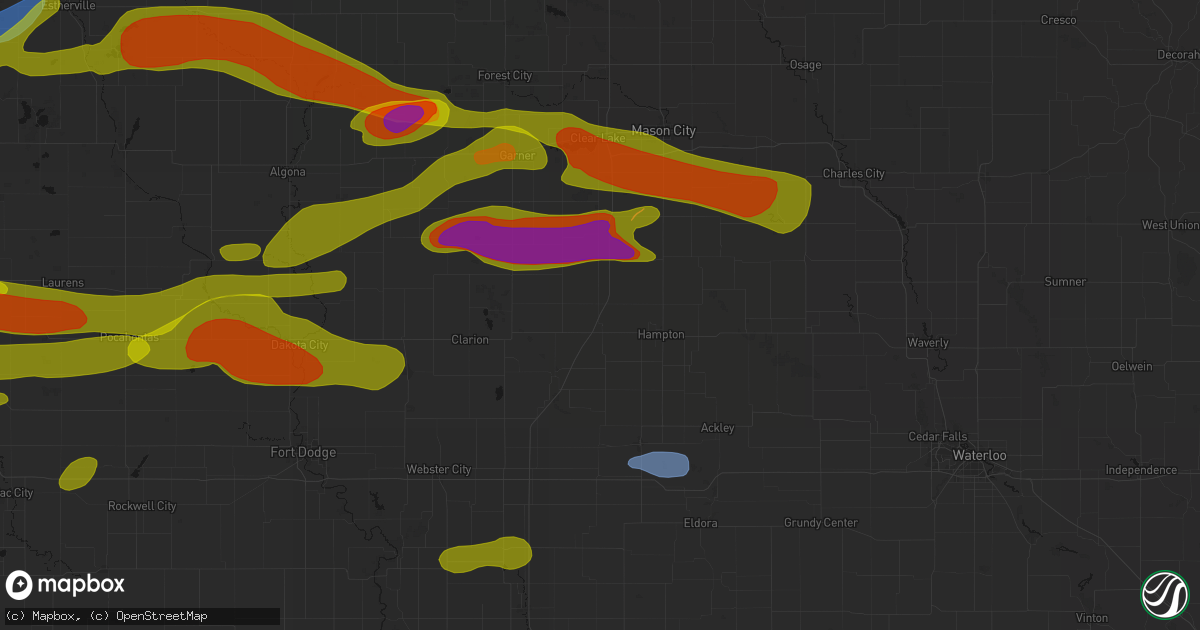 Hail map in Latimer, IA on May 15, 2026