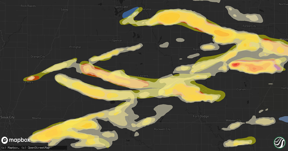 Hail map in Laurens, IA on May 15, 2026