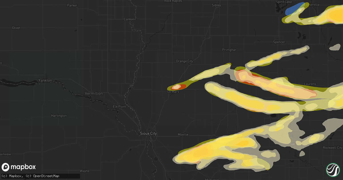 Hail map in Le Mars, IA on May 15, 2026