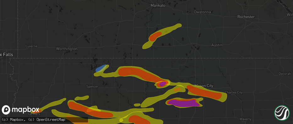 Hail map in Ledyard, IA on May 15, 2026