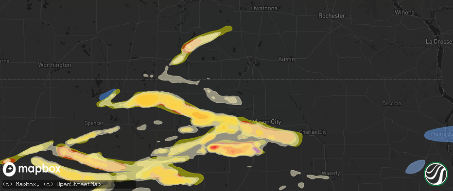 Hail map in Leland, IA on May 15, 2026