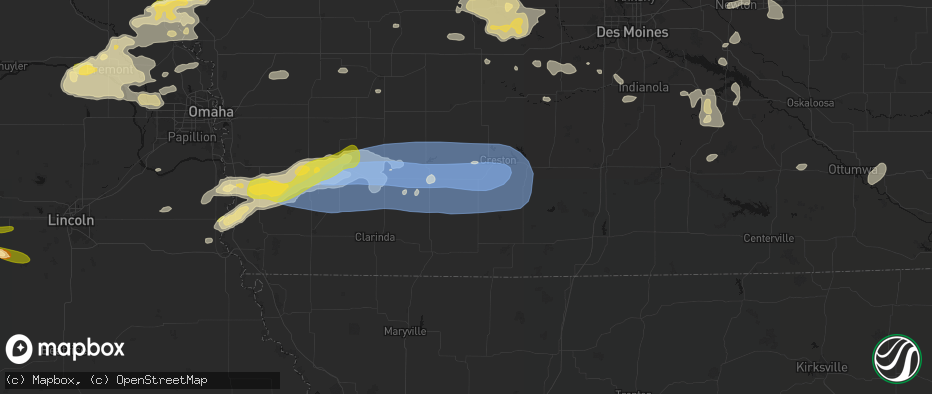 Hail map in Lenox, IA on May 15, 2026