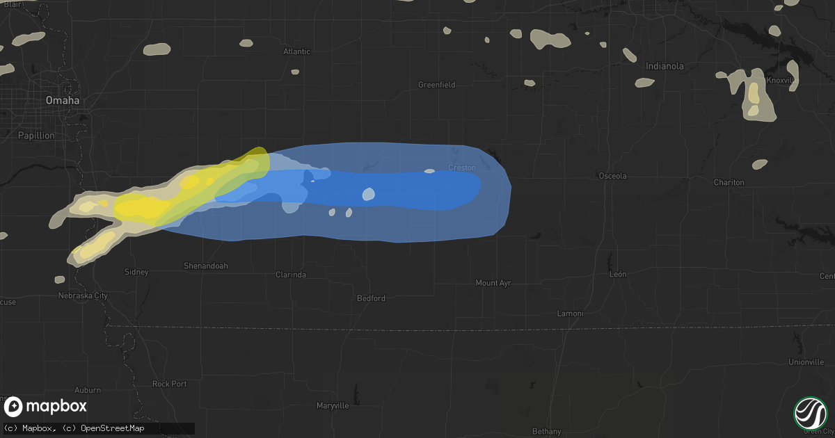 Hail map in Lenox, IA on May 15, 2026