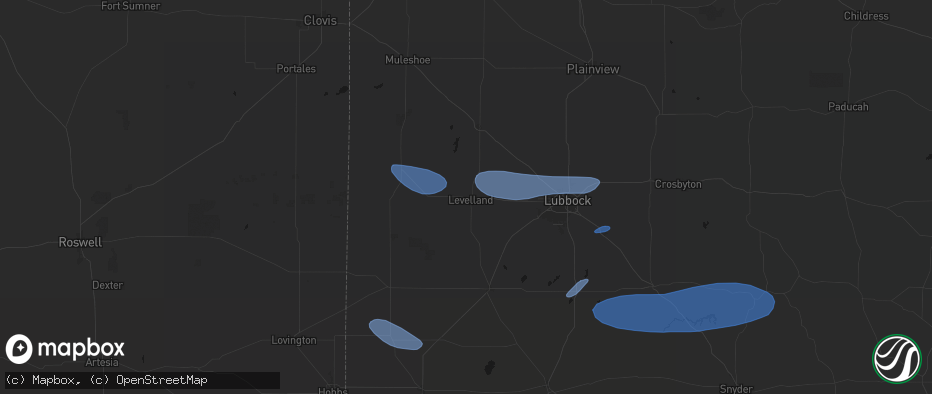 Hail map in Levelland, TX on May 15, 2026