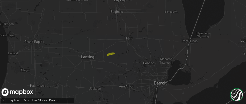 Hail map in Linden, MI on May 15, 2026