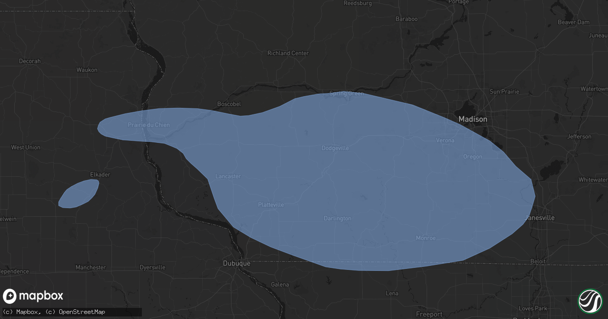 Hail map in Linden, WI on May 15, 2026