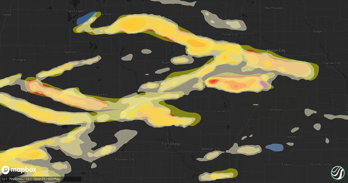 Hail map in Livermore, IA on May 15, 2026