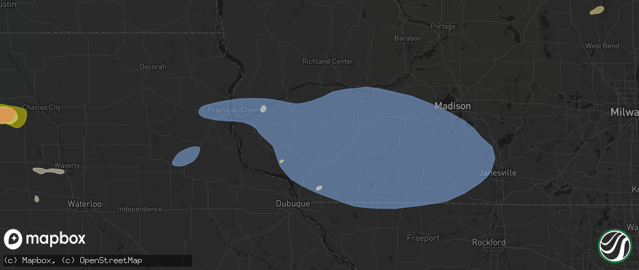 Hail map in Livingston, WI on May 15, 2026