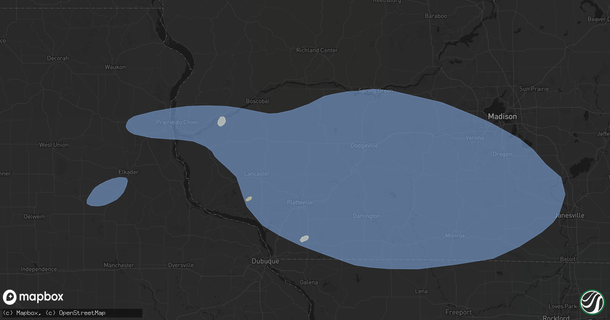 Hail map in Livingston, WI on May 15, 2026