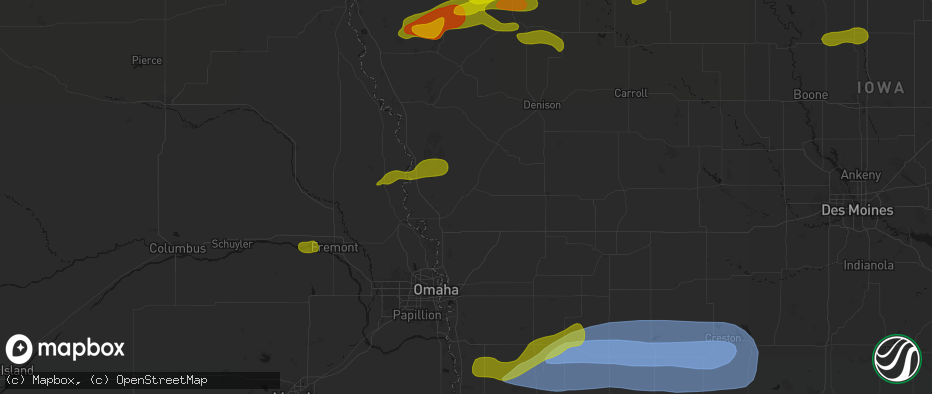 Hail map in Logan, IA on May 15, 2026