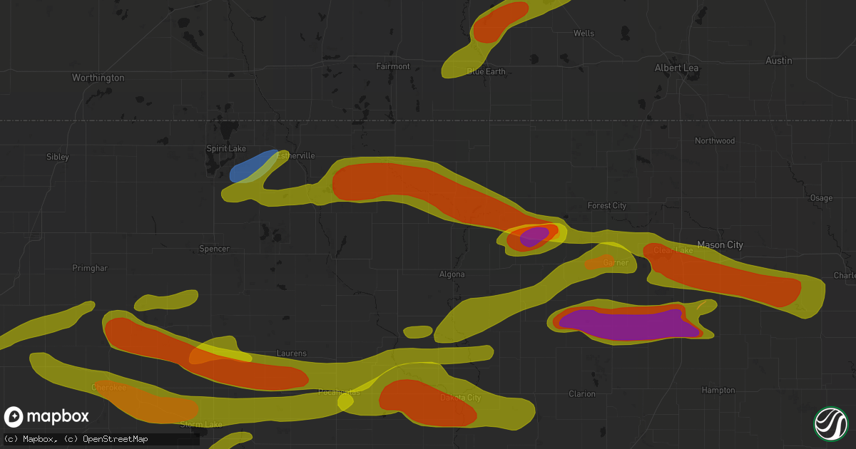 Hail map in Lone Rock, IA on May 15, 2026