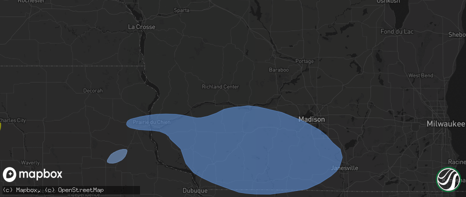 Hail map in Lone Rock, WI on May 15, 2026