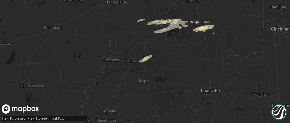 Hail map in Loogootee, IN on May 15, 2026